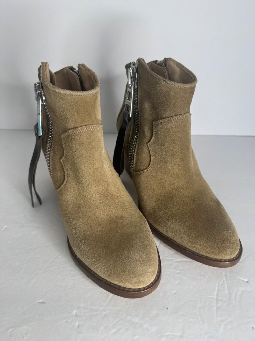 Zadig & Voltaire Molly Suede ZIP Ankle Boots Tan Wings Size 36 US 5.5 - Picture 4 of 7